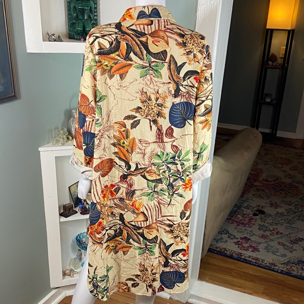 SHEIN Curve Tropical Floral Button Down High-Low Midi Shirt Tunic Dress 2XLarge - Picture 10 of 12